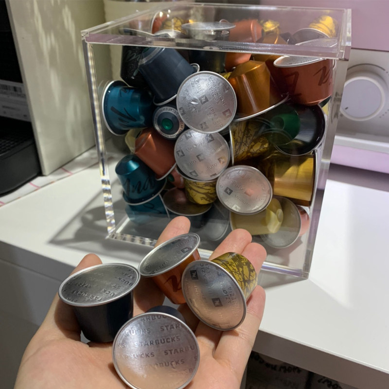 Capsule coffee containing box acrylic transparent covered dust-proof desktop coffee shop assorted coffee sugar containing box