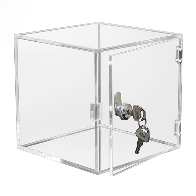 Custom transparent acrylic box with lock dustproof display storage box plexiglass  box net red square custom