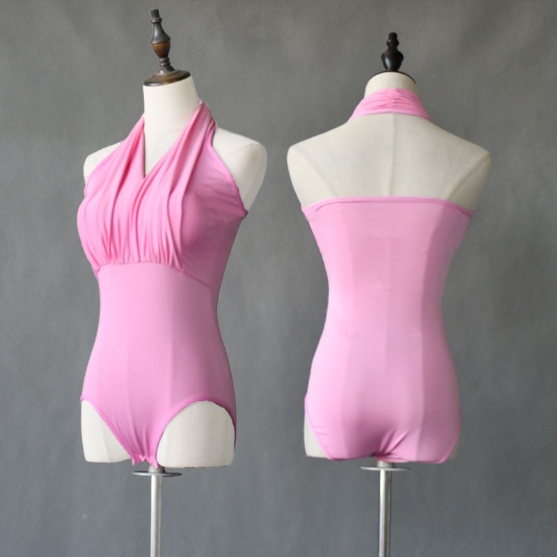 Summer Latin dance v-neck top adult female sense national standard dance practice clothing pink halter strap chest pad top