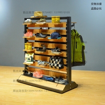 Retro floor coating Island multifunctional clothing display double-sided shoes Island bags display hangers