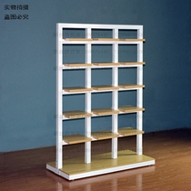 Shoes in the island rack clothing rack accessories shoe support wooden iron shelf floor boutique display