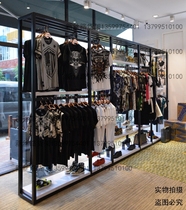 Mens clothing shelves floor-standing racks fashionable wall racks clothing store display racks display cabinets womens clothing hangers high-end double-layer