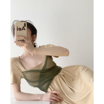 ICTS Ballet Girl Ink Green Thin Veil Large Dew-style Pendant Sensation Card Its color tunic Grand skirt hem Lie dress