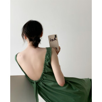  ICTS still hold the pipa half-covered Dai green cocoon type adjustable back drawstring backless sleeveless dress