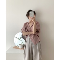 ICTS eye wave circulation gentle and cute small pink bud sleeves elegant and delicate slightly shiny full-length shirt