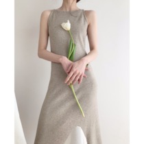 ICTS moisturizing things silently slim body digging shoulder Foundation series Joker womens straight skirt knitted suspenders dress