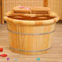 Portable household pedicure shop with lid thick massager to keep warm feet in wooden bucket massage wooden bucket double foot bath