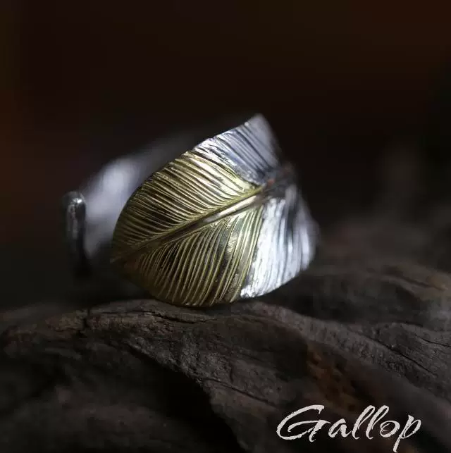 铁头的店 Iron head goros Mitaro first gold feather ring fully handmade 925 sterling silver ring