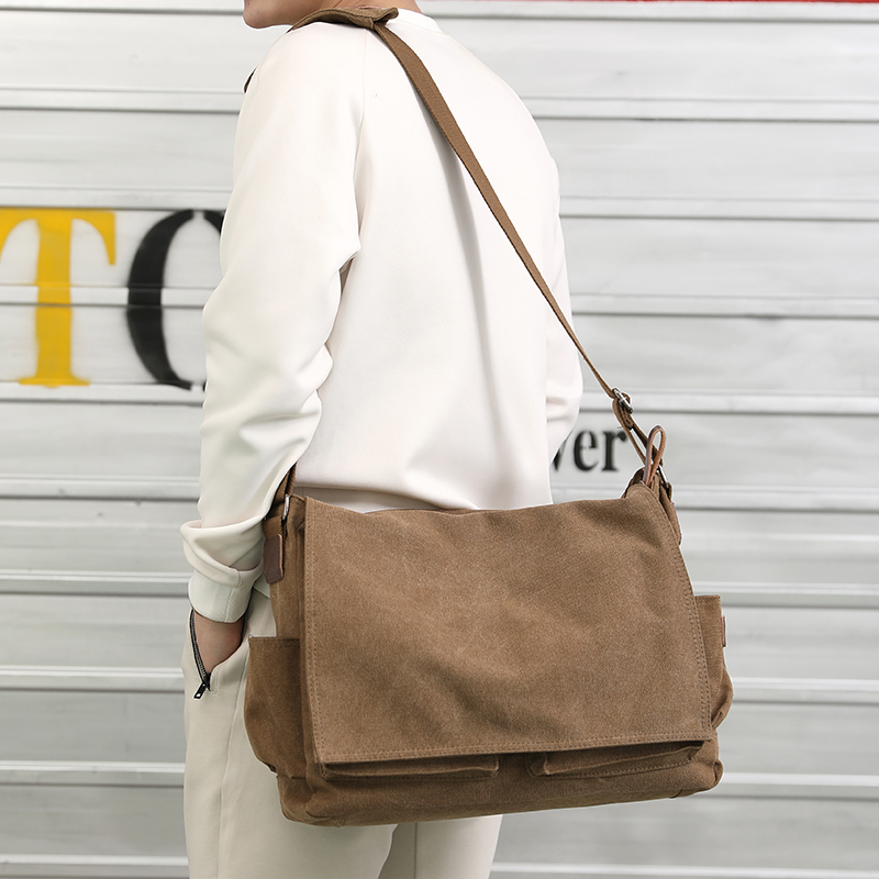 22 New Casual Single Shoulder Bag Men's Bag Brief Youth New Fashion Diagonal Satchel Cloth Bag Men Postman Bag Crosswalk