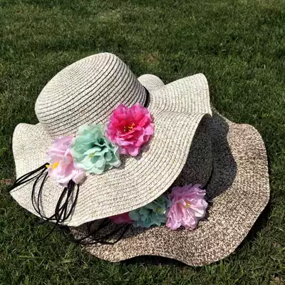 Sanya -- Korean version of the net celebrity women's fashion big edge hat sun visor sun hat flower hat color hat tide