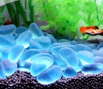 Aquarium fish tank water cryolite build view bottom sand blue luminous decoration frosted pebble luminous stone night bright fluorescent light