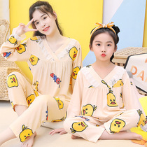 Childrens silk air conditioning Comforts Summer Girl lady Parenting Suit Sleepwear Long Sleeve Soft Comfort home Sleeping Suit