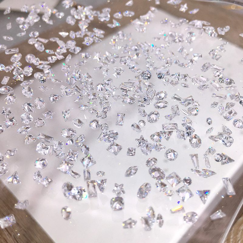 Explosive 5A Artificial Zircon Ice-Clear White Loose Diamond White Zircon Small Mini Pointed Bottom Irregular Nail Art Rhinestone
