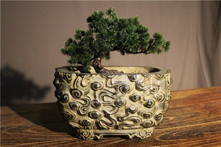 Old stone carved old stone folk folk-style shanxi jiangxi pelvic cylinder Haitang nursery basin folk craft