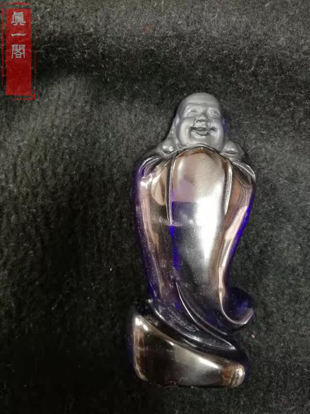 аксессуары для шеи 高档精品古玩 清代老宝石精美雕刻弥勒佛招财蓝宝石老宝石摆件