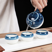 Creative small puffer fish kung fu tea set home simple personality modern characteristics travel tea set a pot of Three Cups