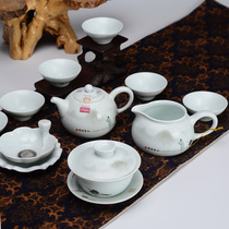 Special 10 Kung Fu tea set set set of Zen sound second border Ru kiln ceramic high-grade tea set