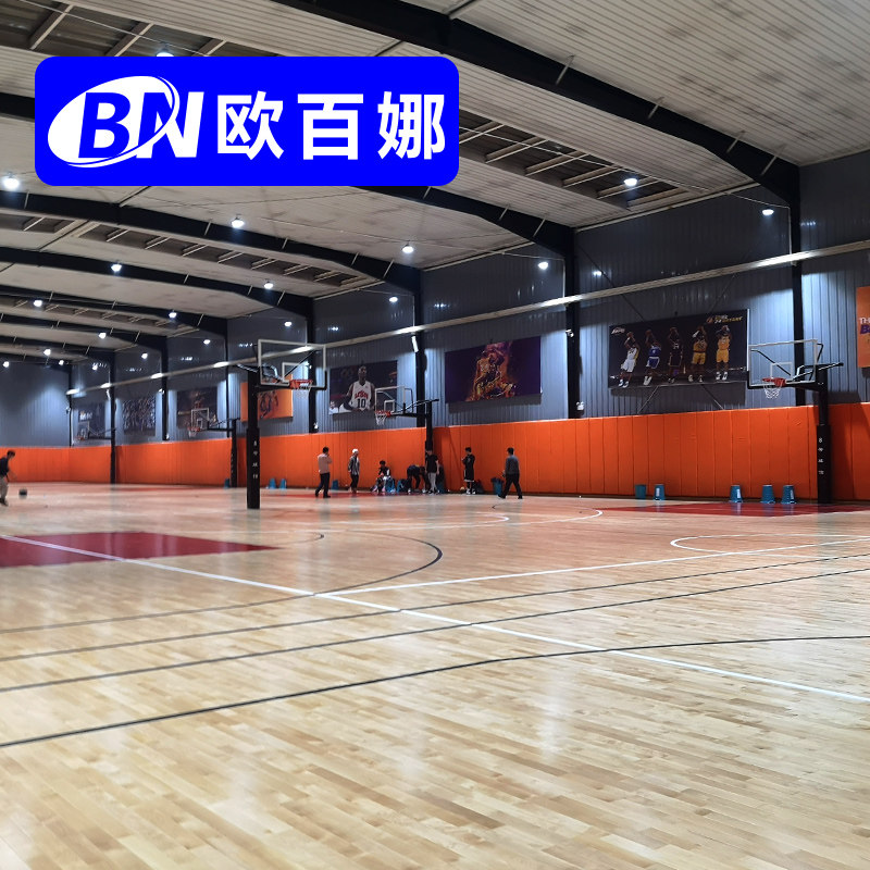 Oubaina solid wood sports floor gymnasium custom maple birch double floor anti-compression wear-resistant shock-absorbing wooden floor