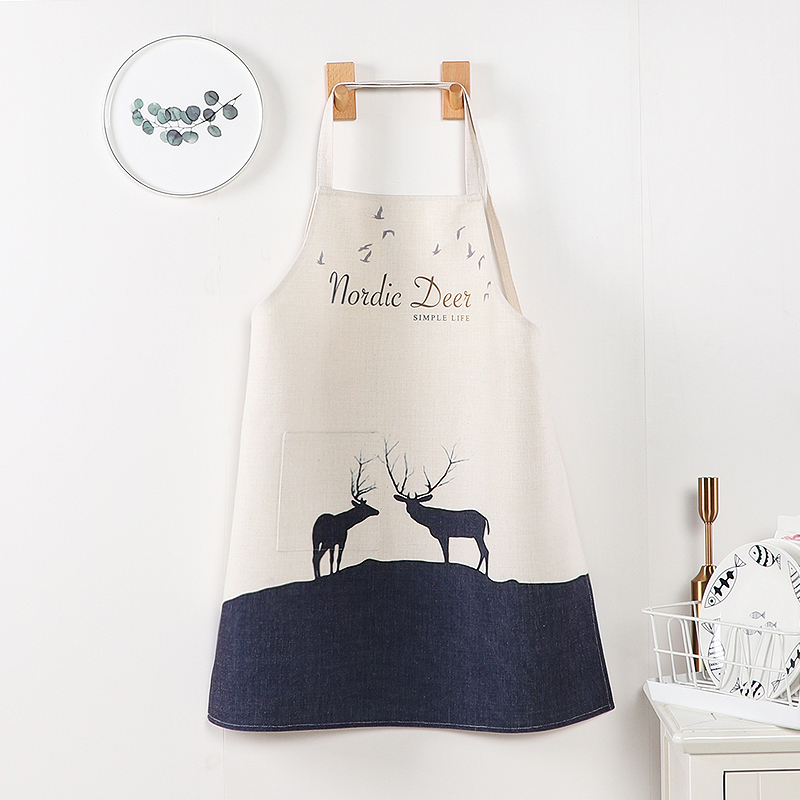 ins Nordic cotton linen apron Home Kitchen Creative Fashion Sleeveless Cloth Art Apron Men's Adult Work