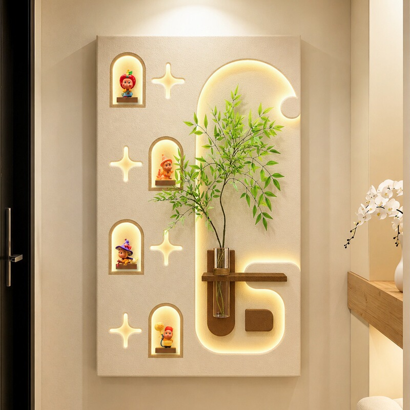 2026 New Hydroponic Green Plant Entrance Wall Art Cream Style Entryway Corridor Decorative Painting Cute Pet Wall Decoration