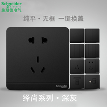 Schneider Yishang dark gray One open two open three open three holes Four holes with switch Five holes TV telephone computer socket