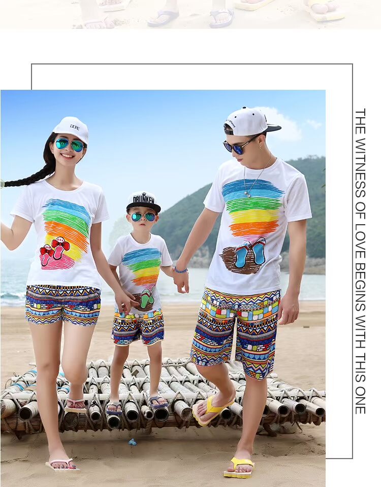 Quần áo đi biển bên bờ biển cho bố mẹ và con cái quần đi biển nam béo MM cỡ lớn nhanh khô nhanh Hải Nam Sanya Thái Lan quần đi biển hawaii