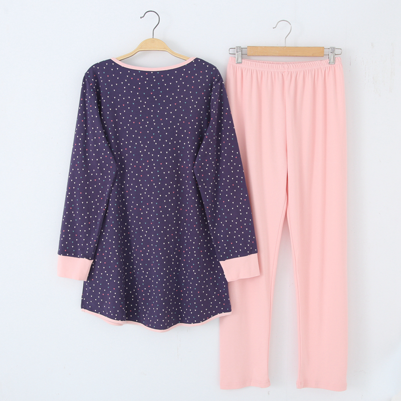 Bộ đồ ngủ nữ Fenteng mùa thu mới cỡ lớn áo len cotton dài tay mềm mại và thoải mái shop đồ nữ