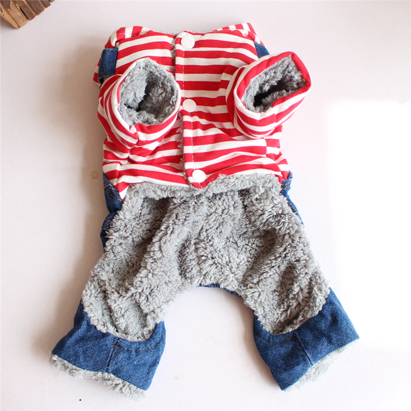 Quần áo thú cưng Quần áo mùa xuân và mùa thu đông Teddy gấu chó quần áo sọc bốn chân denim - Quần áo & phụ kiện thú cưng nón bảo hiểm cho mèo