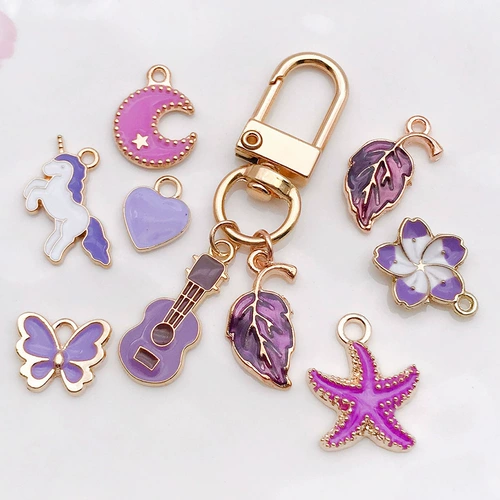 Сиреневая металлическая подвеска, мультяшные креативные серьги, аксессуары, DIY