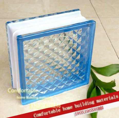 Blue Little Flower Lattice Colored Edge Color Sea Vee Glass Brick Makeup Room Partition Wall Manufacturer Direct Selling Super Popularity