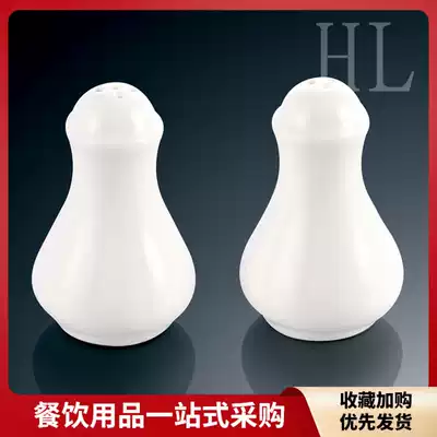 Hotel tableware magnesium white porcelain Japanese ceramic seasoning bottle barbecue pepper jar round head salt shaker