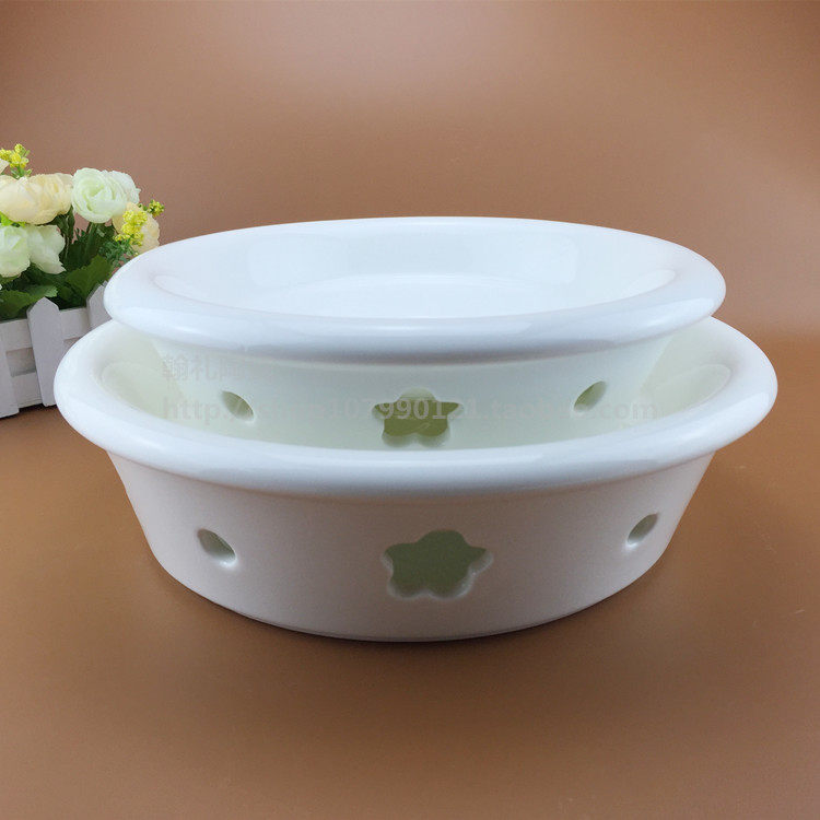 Hotel ceramic catering big fish plate soup plate soup pot with stove seat can heat insulation tableware round plum blossom stove