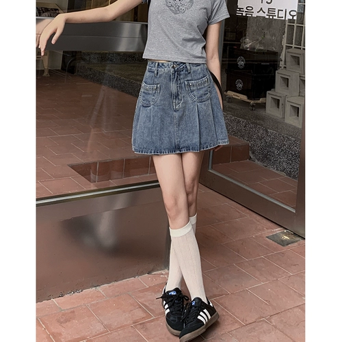 Ретро дизайнерская летняя джинсовая юбка, в американском стиле, А-силуэт