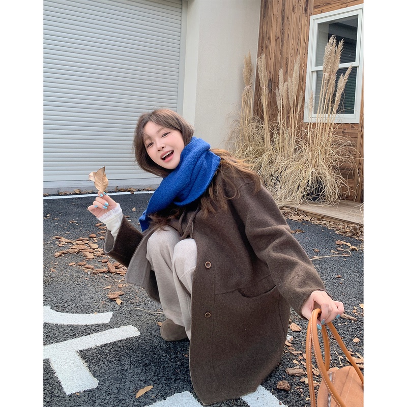 [Member Discount Starting from 429 Yuan] Coffee-Colored Double-Sided Soft and Lightweight Hooded Mid-Length Coat for Women, Autumn/Winter 2026