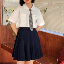 (Spot) Loyalty Dog Small Eight Pear Shaped Homemade Accordion Hide Blue 100 Plexu Half Body Short Dress Girl Cute Pure Color Spring