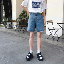 (Spot) loyal dog Small eight pear-shaped homemade-retro cute patch 2021 summer wool edge denim shorts