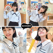 (Spot) loyal dog Small eight pear-shaped homemade-ringtone crisp h multi-color cute letter long sleeve shirt Joker Academy