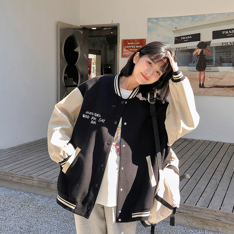 Loyalty Dog small 8 pear shaped homemade daylight Somme sweaty blouses Girl Merald Wind Baseball Suit Jacket Autumn-Taobao