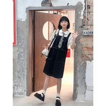 (Spot) Loyalty Dog Small Eight Pear Shaped Homemade Liantian Light Denim Braces for a Long Skirt Girl Spring Summer Break