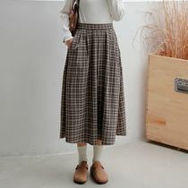 (Spot) loyal dog Small eight pear-shaped homemade one-pocket autumn rain lattice College wild half skirt