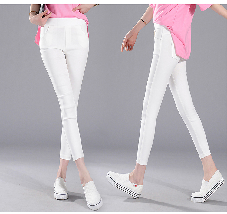 Chín điểm quần legging trắng mùa hè mỏng phần eo cao chân bút chì quần thun eo thon là quần 9 quần bó - Khởi động cắt quần áo nữ