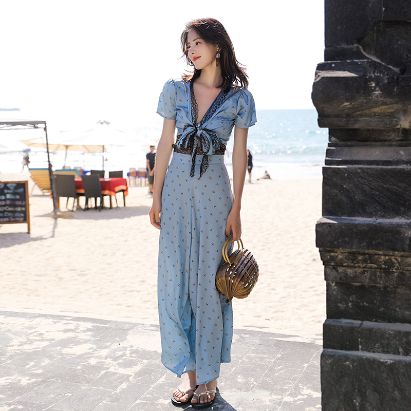 Summer Women's Clothing Seaside Holiday Beach Skirt Pants Casual Pants Long Pants Broadlegged Pants Thai Bali Tsuit Pants Suit