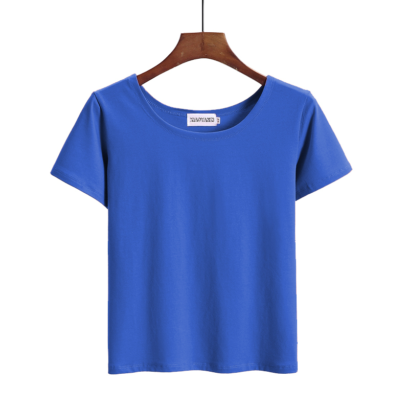 Pure Cotton Short-Sleeve T-Shirt for Women, Summer Short Style, Slim Fit, Versatile, Round Neck, Solid Color, 2026 New Model, Regular Shoulder Top, Base Shirt