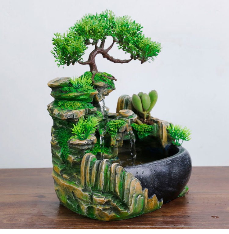 Vành đai Fortune Tree Rockery Fountain Mini Aquarium Lễ hội Quà tặng Bàn Micro Cảnh trang trí Trang trí trang trí nhà ngày tết