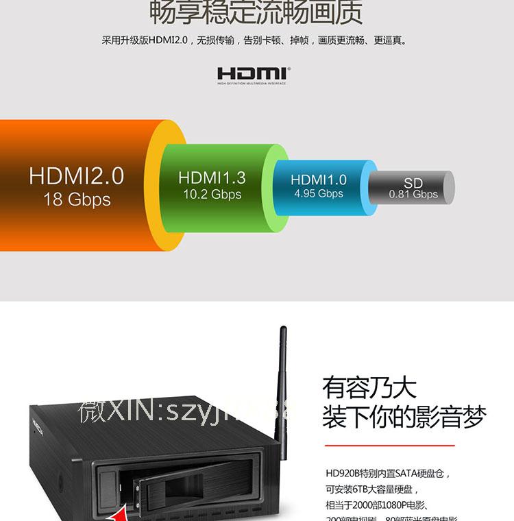 Haimeidi HD920B hệ thống thanh bóng thế hệ thứ hai 4K độ phân giải cực cao 3D mạng TV hàng đầu hộp đĩa cứng củ phát wifi 4g