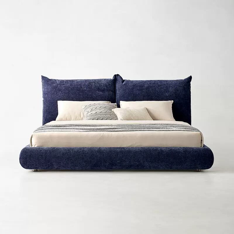 Edra花瓣床意式极简雪尼尔布艺软床网红设计师侘寂风卧室双人婚床