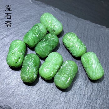 Zz0570 natural hetian jade jasper barrel bead flower bead through hole accessories 20/12mm spicy green ulanhai pendant