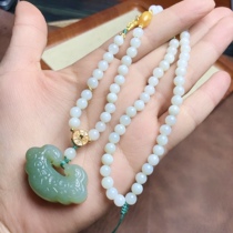 T003 natural and field jade ruyi sweater chain and mow blue about 32 * 18mm mum chain ice-moisturizing