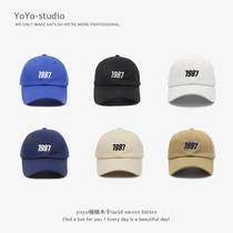 Korean version of 1987 embroidered baseball cap hard top Joker spring and summer cap casual curved brim hat tide men and women face small