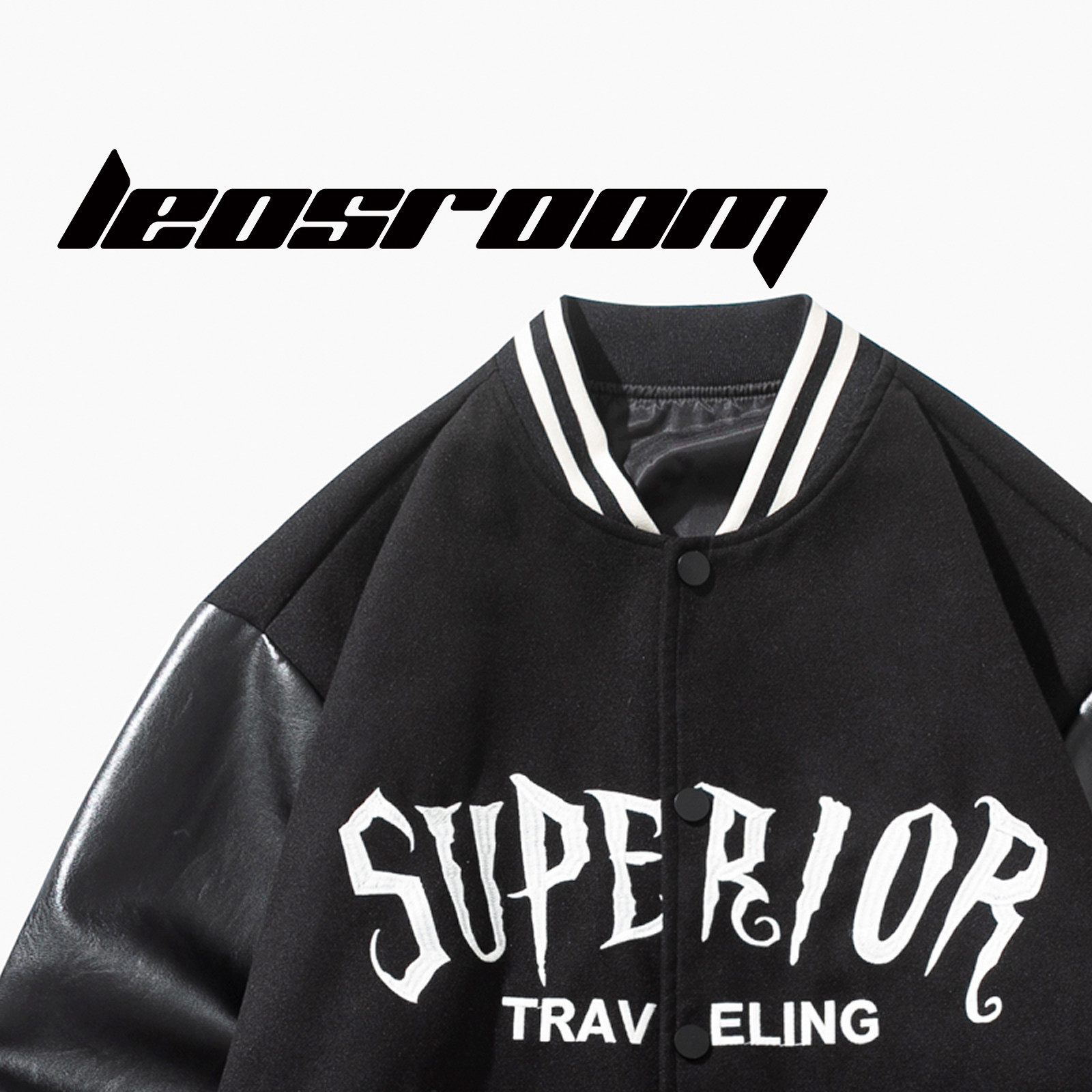 Men's autumn pu leather splicing baseball uniform loose all-match jacket Hong Kong style national tide brand ruffian handsome couple same style jacket